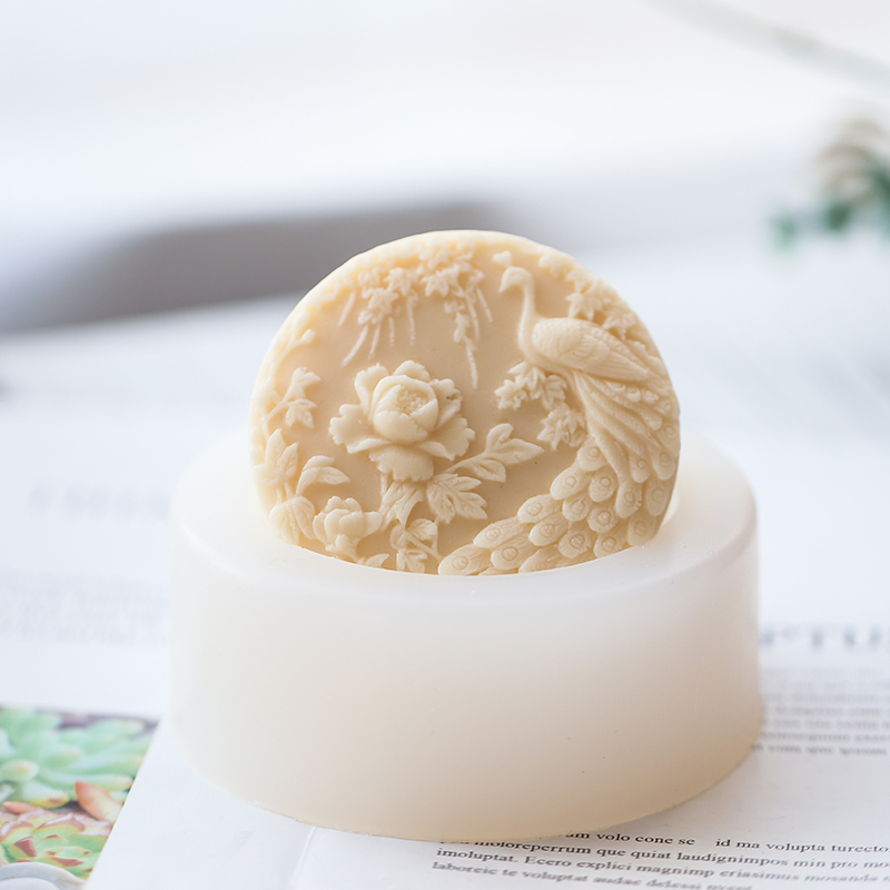 Soap Making Ideas - Tavuskuşu Çiçek Desen Silikon Sabun Kalıp